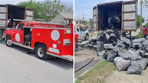 Nada más faltó la carnita se incendia tráiler cargado de carbón