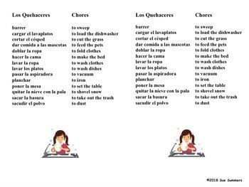 Spanish Chores Board Game And Vocabulary Los Quehaceres By Sue Summers