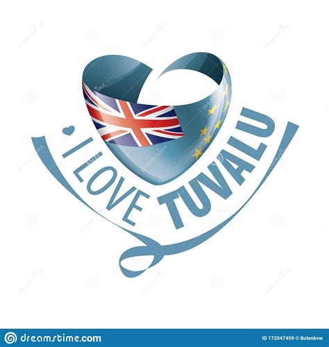 National Flag Of The Tuvalu In The Shape Of A Heart And The Inscription