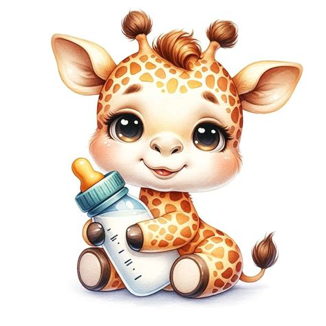 15 JPG Watercolor Baby Giraffe Clipart, Welcome Baby, Baby Animals ...