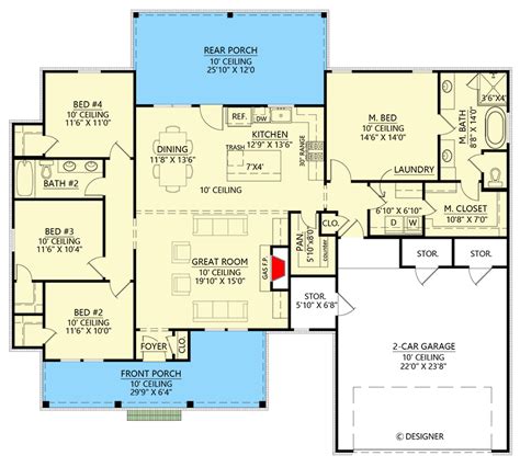 4 Bed Modern Farmhouse Plan Under 2000 Square Feet 56532SM