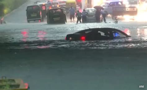 Delhi Rains Monsoon 2024 Heavy Rain In Delhi Ncr Roads Flooded Car