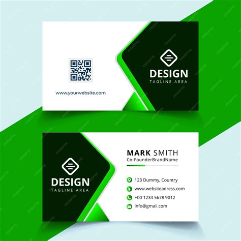 Diseño De Tarjeta De Presentación Profesional Elegante Verde Y Blanco Moderno Vector Premium