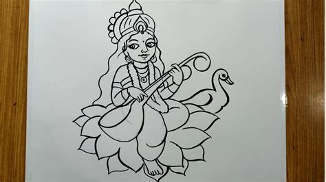 Share more than 82 saraswati easy sketch best - seven.edu.vn