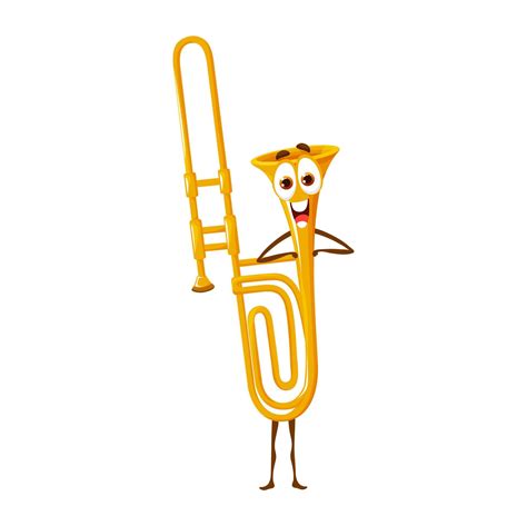 Cartoon musical trombone character, vector horn 12484363 Vector Art at ...