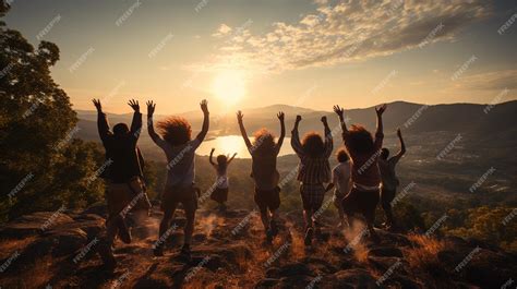 Premium AI Image | Silhouette of a group of people dancing on the beach ...