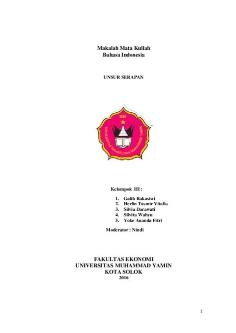 Pdf Makalah Mata Kuliah Bahasa Indonesia Yopi Ofiza