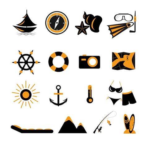 Premium Vector Sea Travel Icons Set Tourism Business