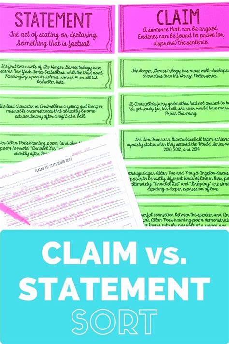 Identifying Claims And Evidence Worksheets