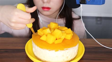 Asmrrecipe 망고 치즈케이크 먹방이팅사운드 Mango Cheese Cake Mukbangeating Sounds