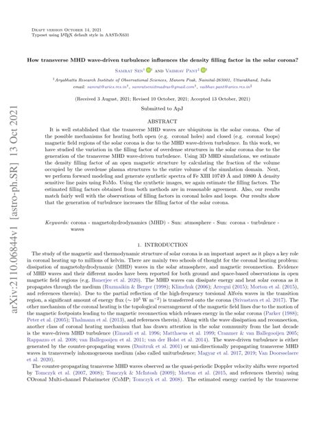 PDF How Transverse MHD Wave Driven Turbulence Influences The Density