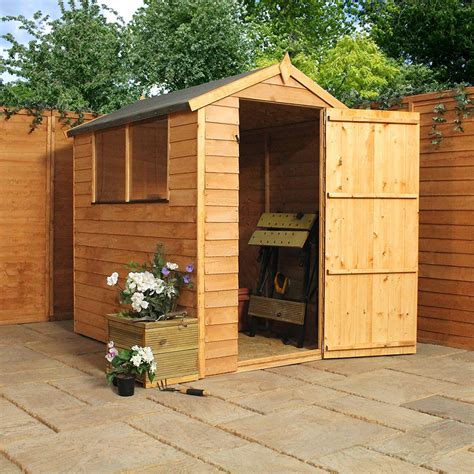 6x4 Overlap Wooden Apex Garden Shed Styrene Windows Single Door By