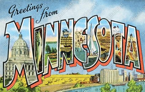 MINNESOTA Big Letters Vintage Postcard Image INSTANT - Etsy