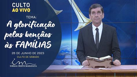 26 06 2023 CULTO 20H ICM Tema A glorificação pelas Benção às