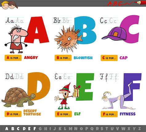 Letras Del Alfabeto De Dibujos Animados Educativos Para Ni Os De A A F