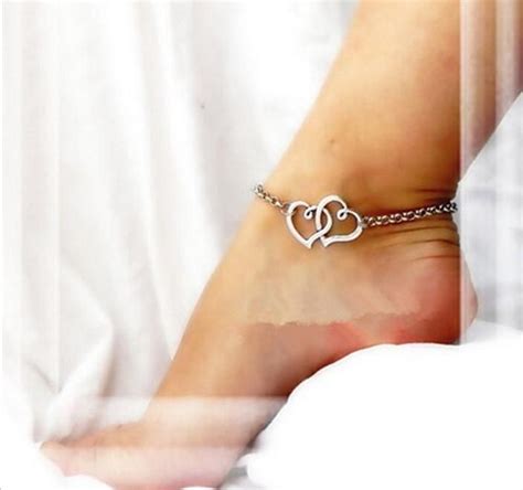 2016 New Double Heart Sexy Anklet Bracelet On The Leg Girl Love Foot