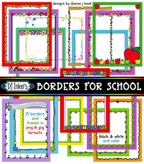 15 fun clip art borders for teachers, schools and creative smiles by DJ ...