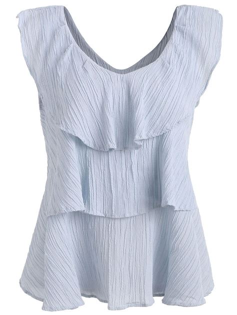 Tiered Ruffle Tank Top Light Blue One Size Ruffle Tank Top Ruffle Blouse Cheap Tank Tops