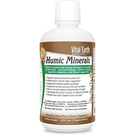 Vital Earth Humic Minerals 32 Fl Oz 70 Trace Minerals With Naturally Occurring Fulvic Acid