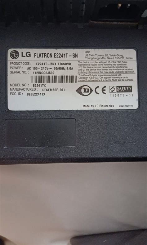 LG Flatron E2241 Computers Tech Parts Accessories Monitor