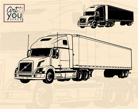 Semi Trailer Svg Files For Cricut Tractor Truck Clipart Etsy