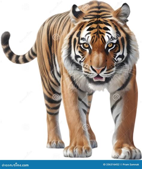 Fierce Striped Tiger in Stylized Cartoon Like Illustration. Stock