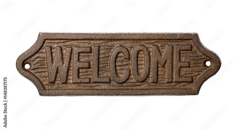 Welcome sign on white Stock Photo | Adobe Stock