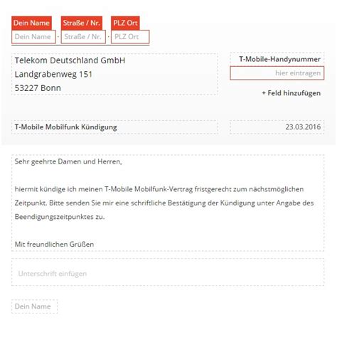K Ndigungsschreiben Internet Vertrag Muster