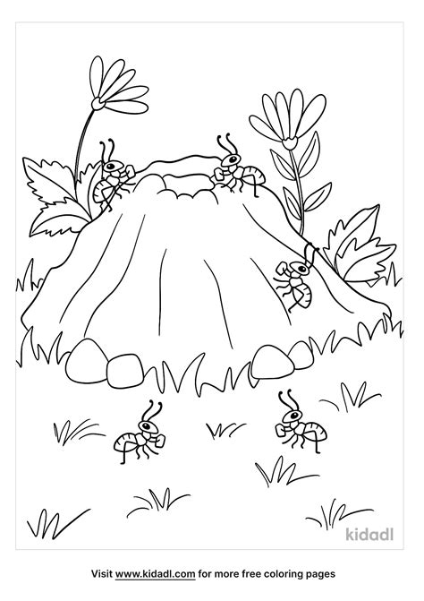 Free Ant Hill Coloring Page Coloring Page Printables Kidadl