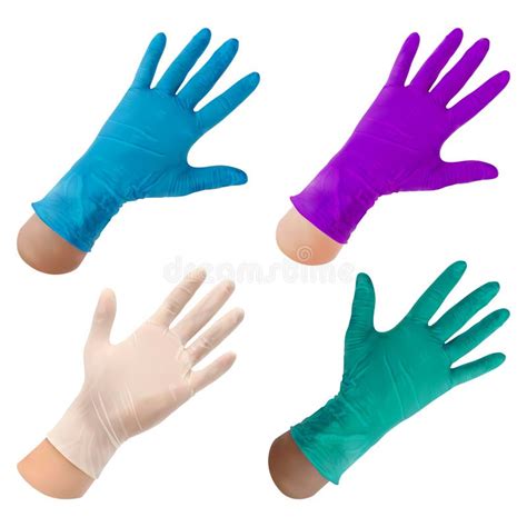 Set Of Rubber Disposable Gloves On A Hand Latex Glove And Nitrile