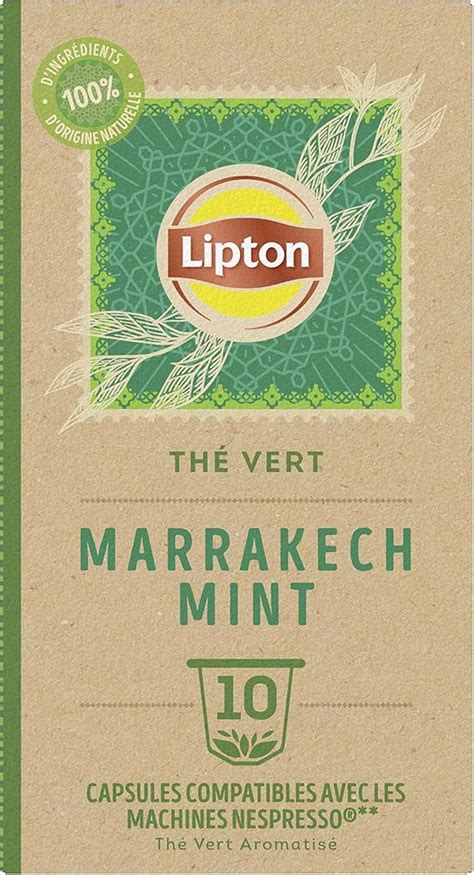 Lipton Thé Vert Marrakech Mint Capsules Compatibles Nespresso Label