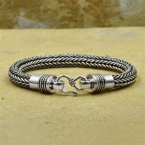 Men's Silver Chain Bracelet Solid 925 Sterling Silver - Etsy