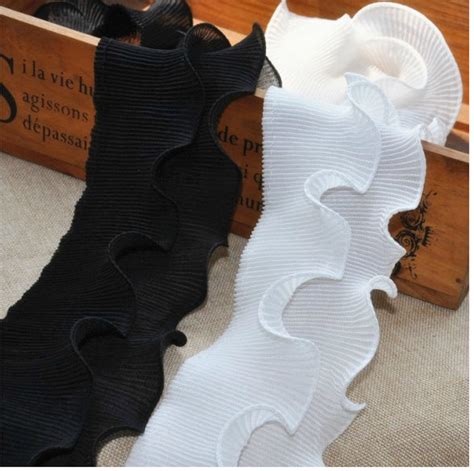 Yards Lace Trim White Balck Ruffled Stretchy Wedding Trim Width