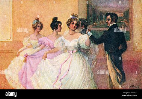 Parejas Bailando El Minué En Un Salón De Baile En C 1830s Vestidos