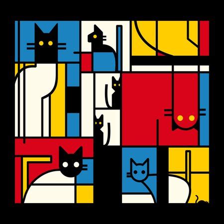 The Mondrian Cats by Tobe Fonseca - NeatoShop