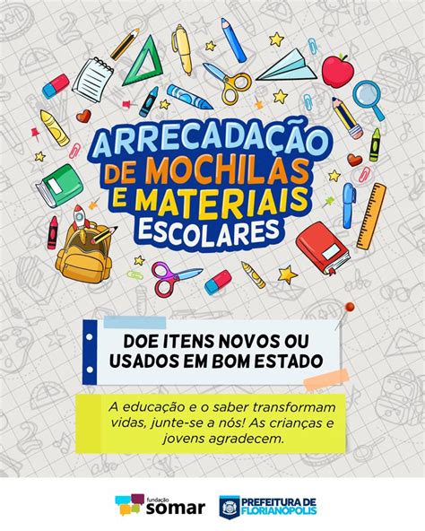 Fundação Somar inicia arrecadação de materiais escolares e mochilas