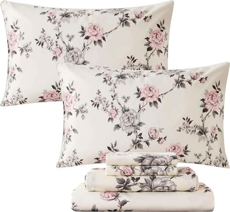 Fadfay Floral Sheets Set Queen Vintage Rose Floral Bedding