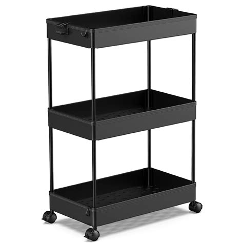 SPACEKEEPER Storage Rolling Cart 3 Tier Laundry Room Organization