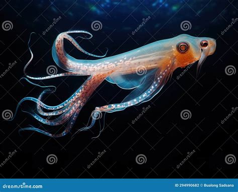 Ocean squid underwater stock illustration. Illustration of ...