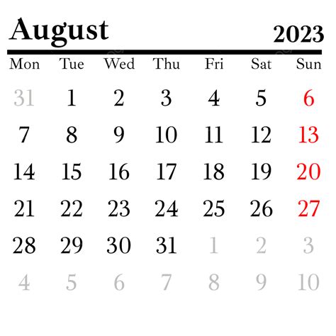 Black Simple August 2023 Calendar August 2023 Calendar 2023 Calendar