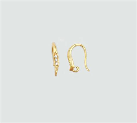 Dainty 18K Gold Filled Earring Hooks, 1 Pair Gold Micro Pave Earrings ...