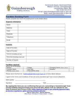 Overall Facilities Docx Gainsborough Town Council Doc Template
