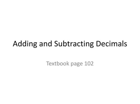 Ppt Adding And Subtracting Decimals Powerpoint Presentation Free