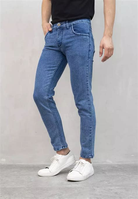 Jual House Of Cuff Celana Panjang Jeans Slim Fit Biru Pudar Denim Pants