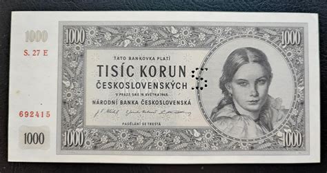 1000 Korun 1945 Serie E Vzacna Perforace S Stav UNC Aukro