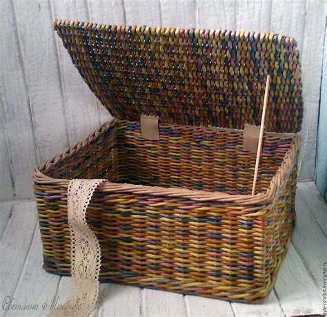 Купить Плетеный короб, чемодан. Для хранения. - коричневый, желтый ...