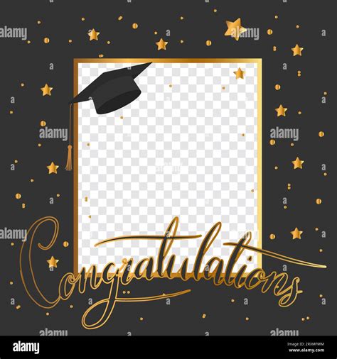 Photo Frame For Graduation With Cap Stars And Confetti