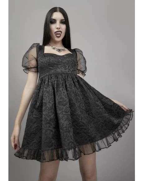 Widow Gothic Black Clothing Dolls Kill Babydoll Dress Puff Dress