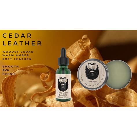 Cedar Leather Classic Beard Kit Oil And Balm State Street Beard