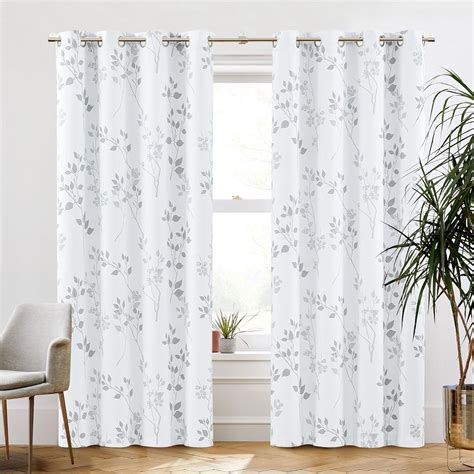 Beauoop Botanical Print Bedroom Curtains Inches Long Blackout